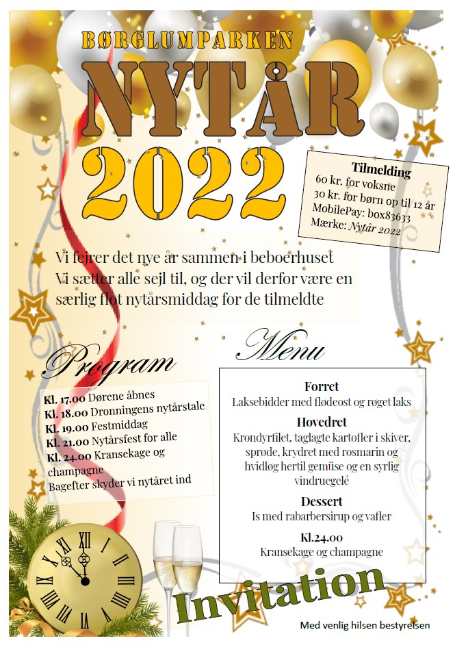 2022 Invitation til nytårsfest (aflyst)